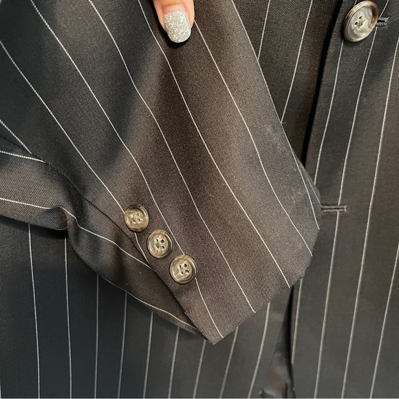 Gianfranco Ferre Mens Three Button Blazer Jacket Brown Size 42R Stripes - Picture 3 of 12